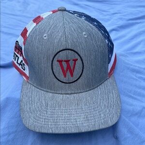Gray Cap with Red and Blue Accents